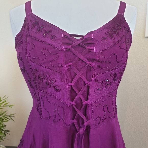 L.S.I. Spaghetti strap Boho dress Size M - Picture 3 of 7